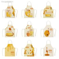 ┅ Kitchen Natural Honey Moon Bee Apron Sleeveless Apron Woman Kitchen Apron Woman Cooking Baking Bib Cleaning 68x55 Cm Delantal