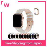 Fullmosa Apple Watch สายนาฬิกา,42มม. 44มม. 45มม. สาย Apple Watch หนังแท้ Series1 2 3 4 5 6 7 8 &amp; SE SE SE SE2 &amp; Ultra พร้อมเคสป้องกันแฟชั่นสุภาพสตรี &amp; ผู้ชาย (42มม. 44มม. 45มม. นมขาว +) หัวเข็มขัดสีโรสโกลด์)