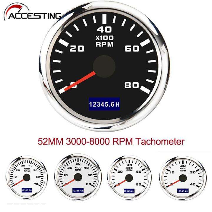 (100 Original)52มม. ใหม่ Hourmeter Tachometer 30008000 RPM Outboard