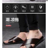 Shoes Genuine Leather Cross Mens Thick-Soled Slippers Anti-Slip Leisure Sandals Break Beach Cowhide ️