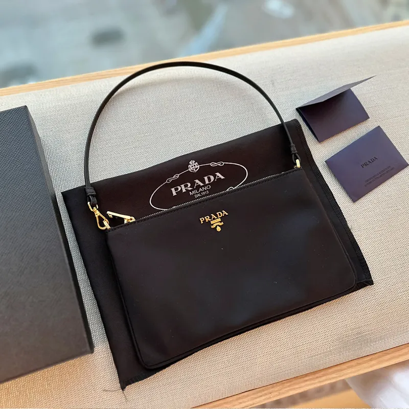 Gift Box Packaging] Original Prada Nylon Armpit Bag Fashion Light Mahjong  Bag Simple Lady Handbag25*15CM | Lazada PH