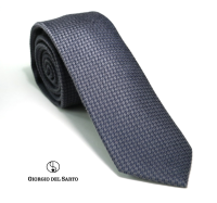 Giorgio Del Sarto Silk-Cotton Necktie Size Slim Grey with Fabric Texture เนคไทสีเทาลายพื้นมีเท็กเจอร์