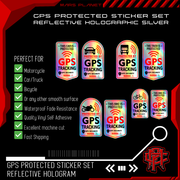 GPS Protected Sticker Security Warning GPS Tracking Decal Set For Bike