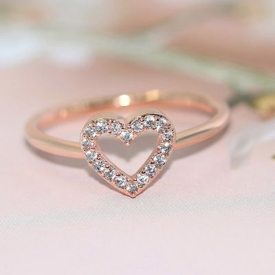 Rings For Women Girls Sweet Romantic Cute Heart Zircon 3 Color Wedding Party Daily Finger Rings Fashion Jewelry R916
