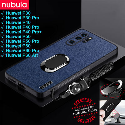 NUBULA เคสผิวเปลือกไม้สำหรับ Huawei P30 Pro P40 Pro + Plus,เคสหนังรู้สึก Huawei Hp P50 Pro เคสกันกระแทกโทรศัพท์มือถือขาตั้งสายคล้องมือรถยนต์ฟรีฝาครอบหลังสำหรับ Huawei P60โปร P60อาร์ต