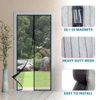 Magnetic Door Hands-Free Net Mesh Keep Fly Insect Bugs Out Curtain Works with Kids Pets