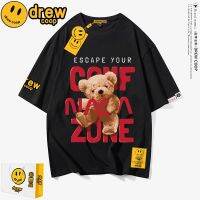 2023 NEWDREWCOOP Co-nded Bear Crewneck Cotton Print T เสื้อผู้ชายและผู้หญิงคู่น้ำ Oversize แขนสั้น