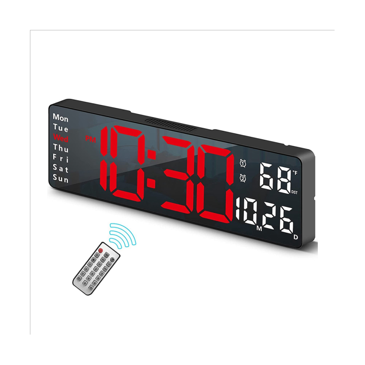 13Inch Large Display LED Digital Wall Clock Remote Control Table Alarm