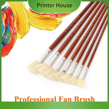 Oil Acrylic Paint Brushes Artist Fan Paint Brush Set Hog Bristle Long  Handle