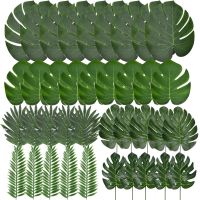 【CC】 Hojas de palma verano Monstera hojas tortuga seda Artificial para el hogar decoración boda Playa Luau hawaiana plantas falsas