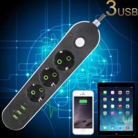 3 Soc Usb เต้ารับสำหรับชาร์จพอร์ตหลายช่องปลั๊กไฟปลั๊กสาย Eu รางไฟสากลสวิตช์ไฟฟ้า1.8ม. B7k1ที่เหมาะสม