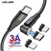 [HOT T] USLION 3 In 1 60W PD ที่ชาร์จสายเคเบิลโทรศัพท์เร็ว USB C To Type C สายสำหรับ iPhone แม่เหล็กขนาดเล็ก12 Pro Max iPhone 13 Mini Xiaomi