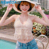 NewCoast เสื้อครอปแบบครึ่งตัวสไตล์ย้อนยุคเสื้อสายเดี่ยวสายเดี่ยวสุดเซ็กซี่มีพู่ประดับติดในชุดชั้นใน2021เชือกคล้องคอด้านหลังใหม่