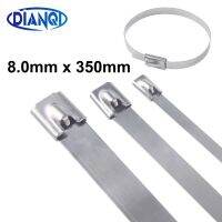 8Mm X 350Mm Self-Locking Stainless Steel Zip Cable Lock Wrap Heavy Duty Cable Zip Multi-Purpose Metal Exhaust