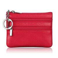 Women Men Leather Coin Double Zipper Wallet