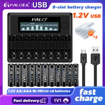 PALO - Caricatore Smart 12 Bays/Slots per batterie AA/AAA-NI-MH/NI