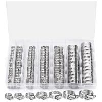 Hose Clamp- 120PCS 304 Stainless Steel Hose Clamp Assortment Kit 1/4Inch-1-1/2Inch Clamp For Fuel Line, Plumbing,Tube Easy Install Silver