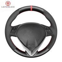 LQTENLEO Black Carbon Fiber Suede Car Steering Wheel Cover for Alfa Romeo Giulietta 2014-2021 MiTo 2014 2015 2016 2017 2018 2019 Steering Wheels Acces