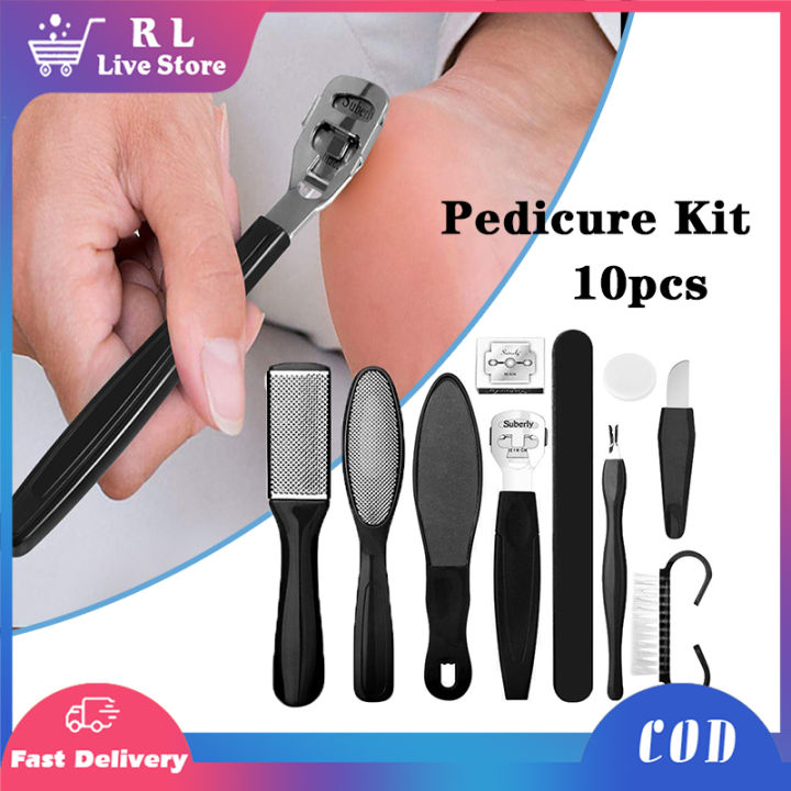 10pcs Callus Remover Pedicure Tool Set Kit Foot File Scraper Brush Nail  Rasp