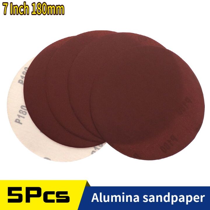 5pcs-7-inch-180mm-sanding-discs-hook-amp-loop-dry-sandpaper-120-180-240-320-grits-for-polishing-amp-grinding-abrasive-tools-adhesives-tape