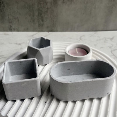 Concrete Tray Decor Molds Mould Home Plaster Box Cement Mini Pot Injection Candle Oval DIY