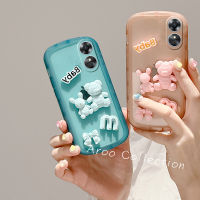 Phone Case เคส OPPOA58 OPPO A58 4G NFC ฝาครอบตุ๊กตาหมีทรงลูกบาศก์ใสมีสีปกป้องเลนส์ฝาครอบแบบนิ่ม2023