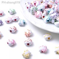 New 50Pcs Cute Cartoon KT Cat Shape Acrylic Spaced Beads For Jewelry Charms Making DIY Handmade Bracelet Crafts Accessories