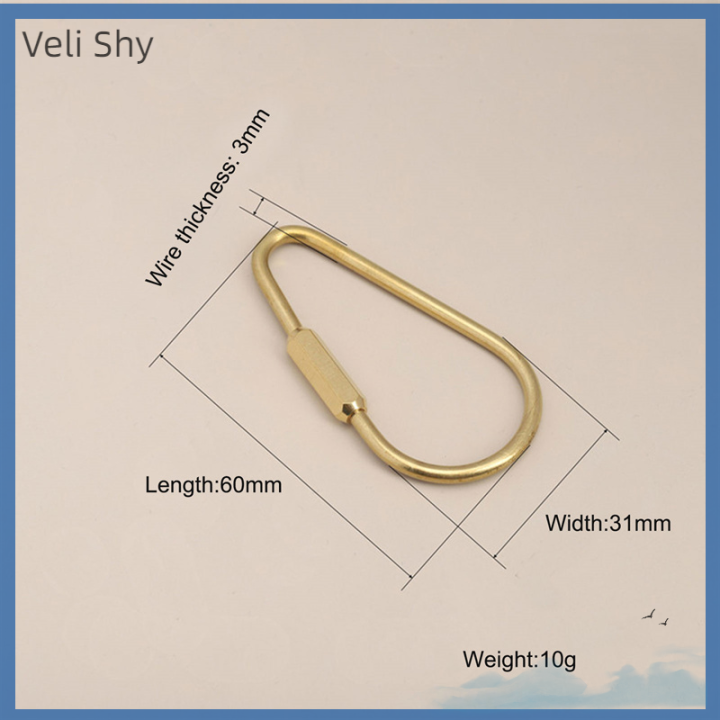 veli-shy-พวงกุญแจทองเหลืองเกลียวล็อคแคมป์ปิ้งคาราบิเนอร์ช่วยชีวิตผู้ชายผู้หญิงพวงกุญแจเรียบง่ายเครื่องประดับ
