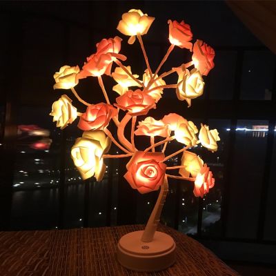 ❈✲ Novelty Rose light Lamp / Rose Flower Tree lamp / USB Port and Battery Powered Decorative LEDNight Light Table Lamp / Simulation Tree Light / Christmas Xmas light / Wedding Party Home Decor