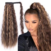 long Curly Ponytail Natural hair extension Wrap On Clip Hair Ponytail Extensions for Women Blonde Black Horse Tail Synthetic Wig  Hair Extensions  Pad