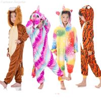 HOT★ยูนิคอร์น Onesie ชุดนอนเด็กชุดนอน Jumpsuit Kigurumi เด็กชุดนอนหญิง Pijama ฤดูหนาว Flannel Lion Tiger สัตว์น่ารัก Overalls