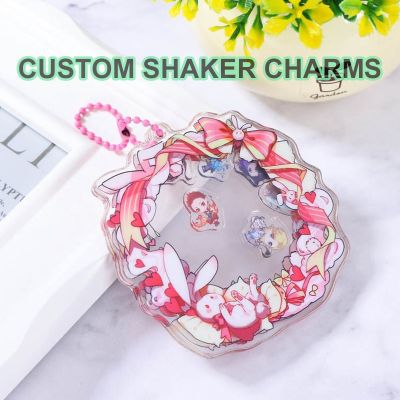 【CW】♠♝♗  Custom Shaker Charms Keychain Cartoon Chain Personalized Photo Anime Keyring for Gifts