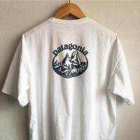 2023 NewAmerican Vintage Patagonia Bata Mountain Print เสื้อยืดแขนสั้นผ้าฝ้ายหลวมสำหรับผู้ชาย Tee