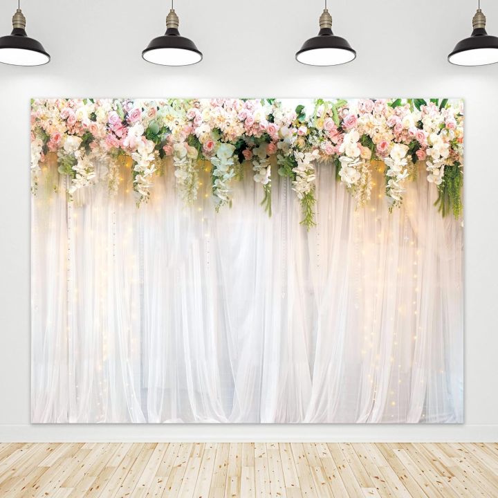 7x5ft Wedding Flowers Photography Backdrop Bridal Floral Wall Pink ...