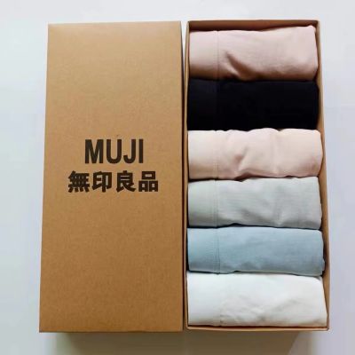 MUJI MUJI ชุดชั้นในสตรีผ้าฝ้ายบริสุทธิ์ 6 แพ็คเอวกลางไม่ทำเครื่องหมายผ้าฝ้ายต้านเชื้อแบคทีเรียเป้ากางเกงสาวหัว