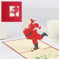 Merry Christmas Cards 3D Santa Pattern Hidden Design Foldable Pop UP Cards Christmas Decoration Holiday Card for Kids