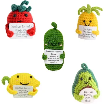 Handmade Cute Emotional Support Pickled Cucumber, Crochet Positive Energy  Pickled Cucumber Knitting Doll, Pickle Ornament Gift