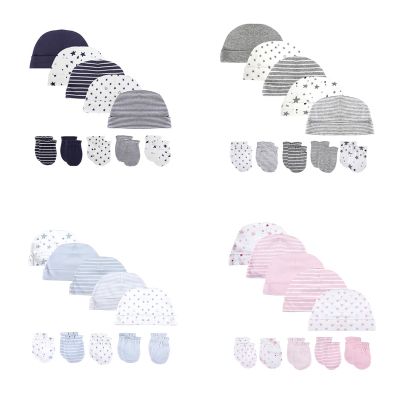 ✹✗☁ 2022 unissex bebê chapéus luvas de algodão sólido recém-nascido nightcap cabido meninos meninas conjuntos impressão dos desenhos animados acessórios do