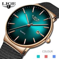 [Aishang watch industry]LIGE นาฬิกากีฬาสำหรับผู้ชายนาฬิกาสุดเท่แฟชั่นสุดหรูกันน้ำนาฬิกาควอตซ์สายบางพิเศษสำหรับผู้ชาย Relogio Masculino