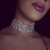 Febelle Luxury Full Diamond Pendant Chain Necklace Crystal Rhinestone Choker Collar Women Wedding Jewelry