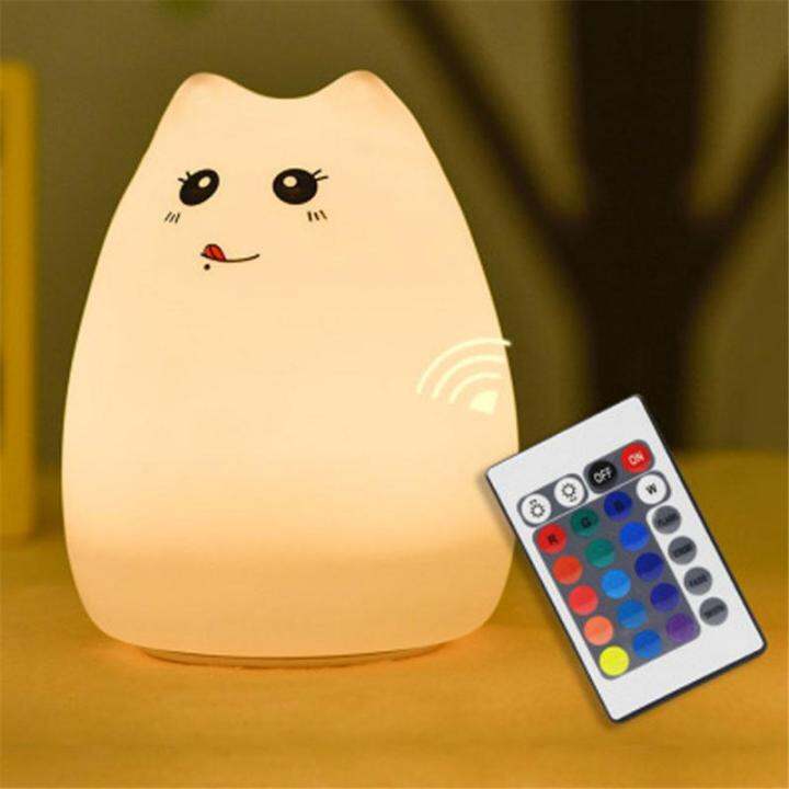 cute-cat-led-night-light-abs-silicone-touch-sensor-remote-control-desktop-decor-bedroom-ornaments-usb-charge-home-accessories