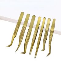 ◎  1 Pcs  Gold Eyelashes Anti-static tweezers for Extensions