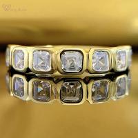 Wong Rain 18K Gold Plated 925 Sterling Silver 3*3MM Asscher Cut High Carbon Diamond Gemstone Wedding Band Jewelry Ring Wholesale