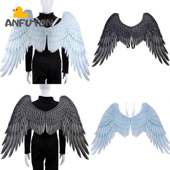 ANFUTON Fallen Angel Feather Wings Gothic Raven Halloween Fancy Dress
