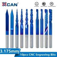 XCAN ดอกสลักคาร์ไบด์ 10pcs 3.175mm Shank CNC End Mill Woodworking Router Bit Wood Milling Cutter