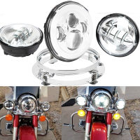 60W 7นิ้ว LED ไฟหน้าสีขาว DRL, 4.5 Halo หมอกผ่านไฟสำหรับ Harley Touring Electra Glide Steet Glide Road King Fatboy