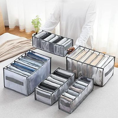 6PCS Wardrobe Clothes Organizer for Jeans, Drawer Organizers for Clothing with Handle, Drawer Organizers for Jeans Shirt