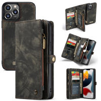 Detachable Zipper Wallet Case For iPhone 13 13 Mini 13 Pro Max Multifunction Flip Leather Magnetic Phone Case For iPhone 13 Pro