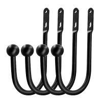 Curtain Tiebacks Drapery Holdbacks Simple Vintage Style with Screws (4Pcs Black)