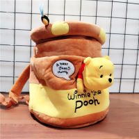 Stuffed Plush Backpack Winnie the Pooh Kawaii Pooh Bear Honeypot Cute Anime Pooh Plush Bucket Bag Gifts for Kids Girls